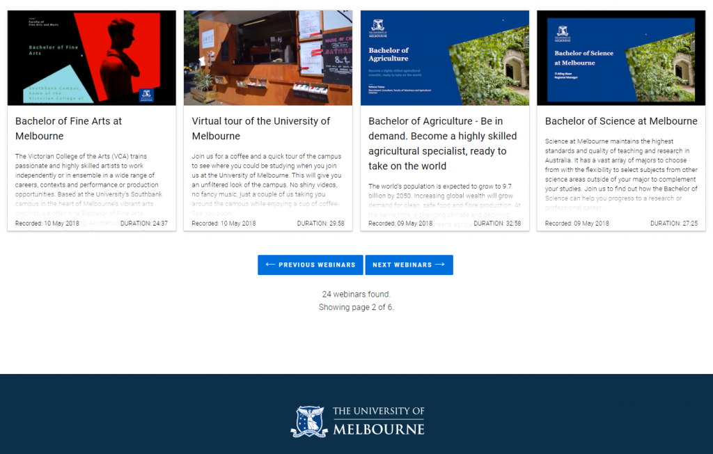 University of Melbourne Webinars